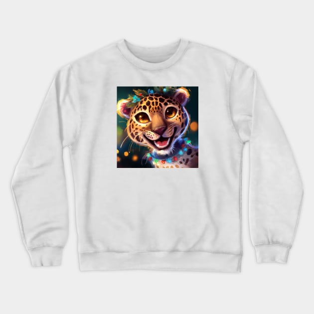 Cute Leopard Drawing Crewneck Sweatshirt by Play Zoo